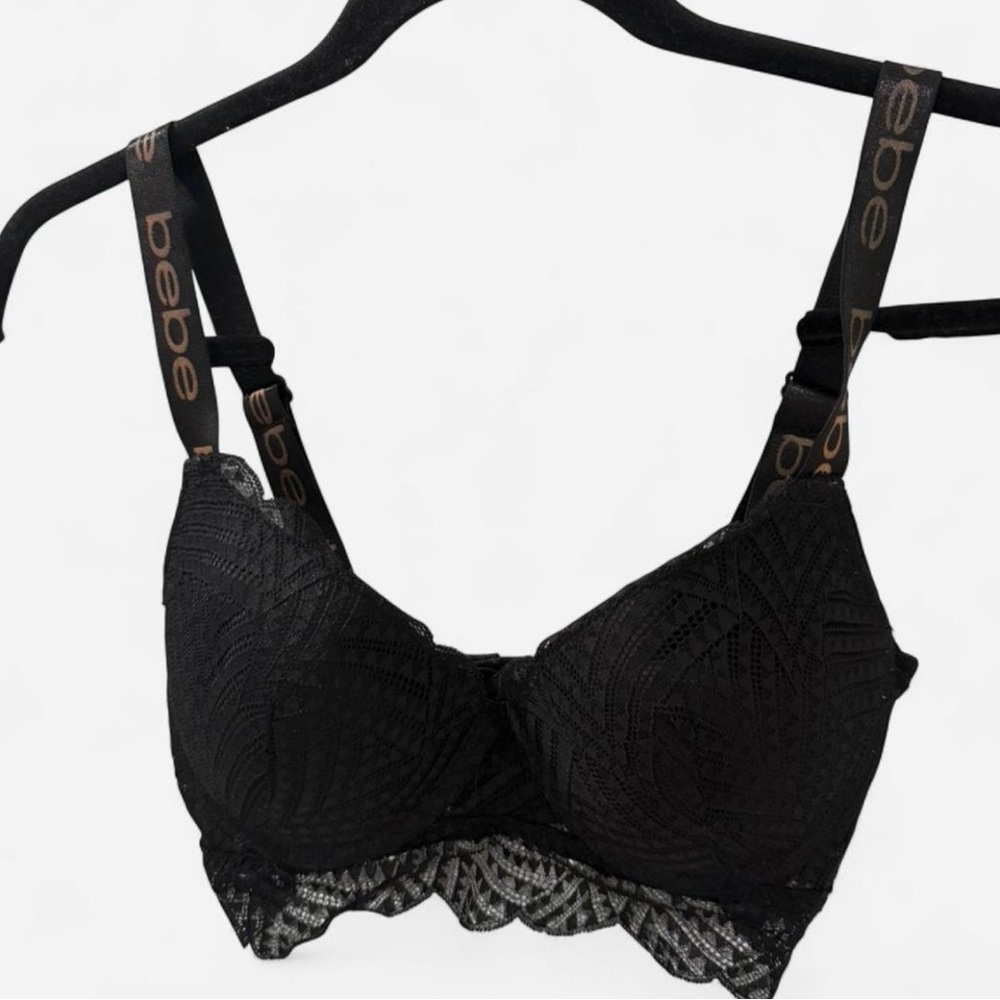 Bebe Black Patterned Lace Bra